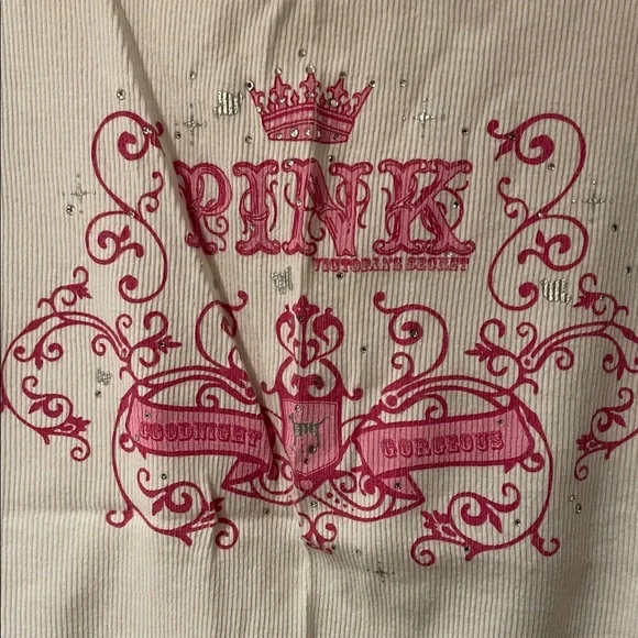 PINK Victoria's Secret Cream and Pink Long Sleeve Tee - Picture 2 of 5